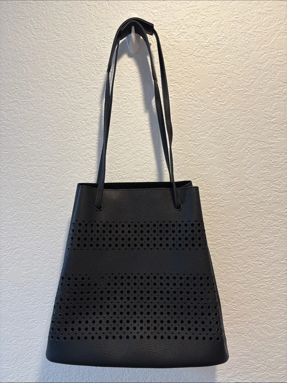 a new day Black Perforated Shoulder Tote